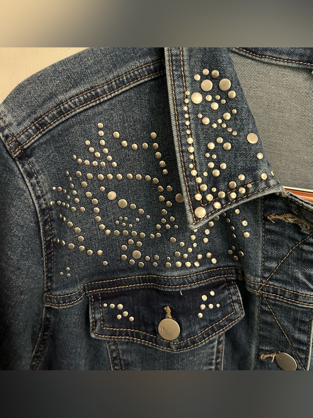 Western Studded denim jacket blue women’s plus size 2X stretch